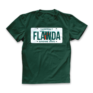 FOREST GREEN Flawda License Plate T-Shirt FRONT