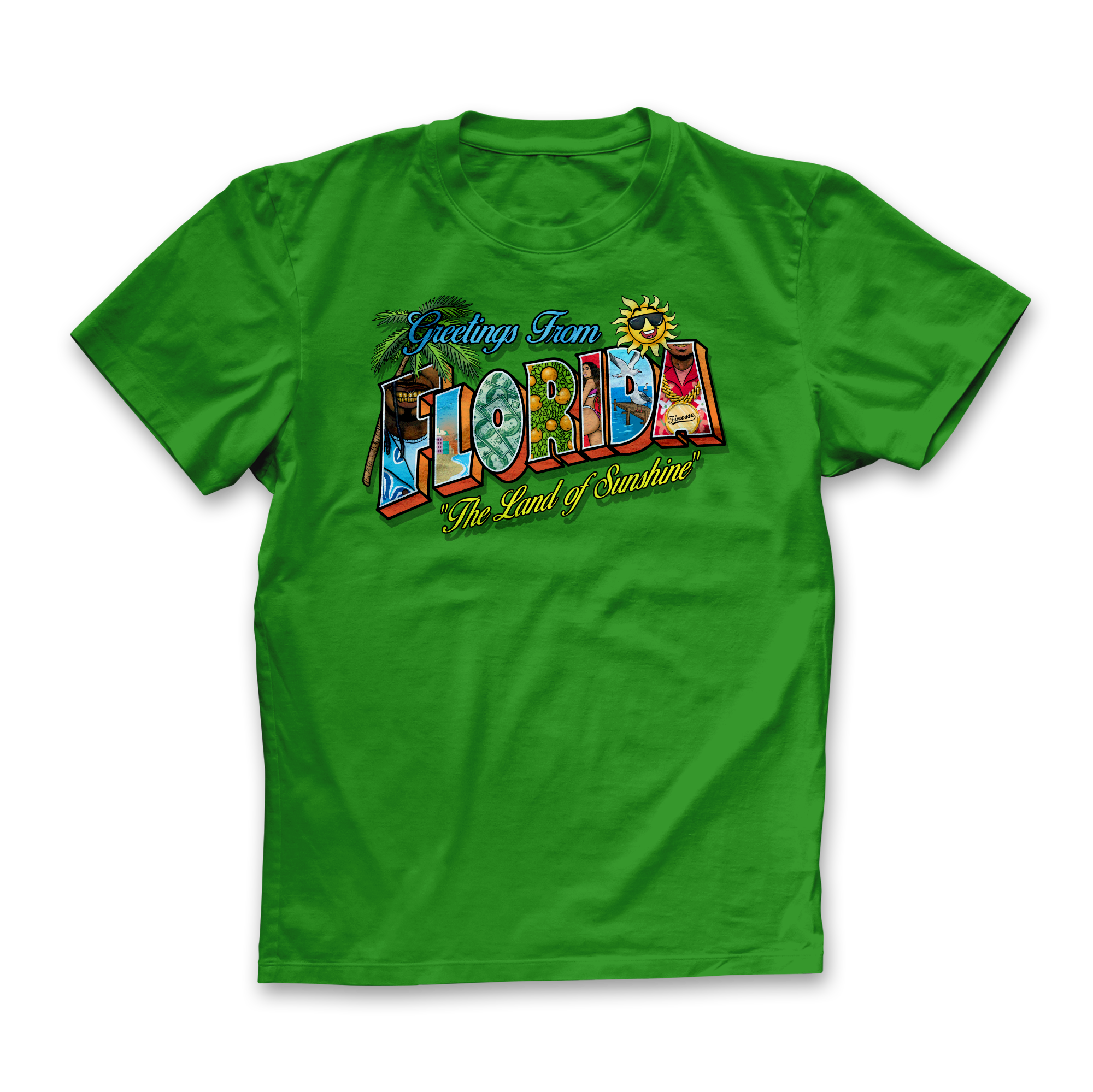 GREEN APPLE Postcard T-Shirt FRONT